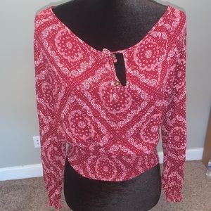 Bandana styled red and white blouse